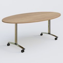 [Pas de famille] - [Pas de sous famille] - Table ovale gamme Arca 200-110 cm. Plateau Noyer et pietement Chrome.