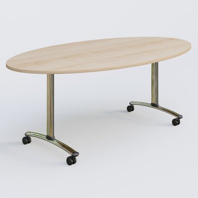 [Pas de famille] - [Pas de sous famille] - Table ovale gamme Arca 200-110 cm. Plateau Hêtre et pietement Chrome.