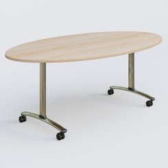 [Pas de famille] - [Pas de sous famille] - Table ovale gamme Arca 200-110 cm. Plateau Hêtre et pietement Chrome.