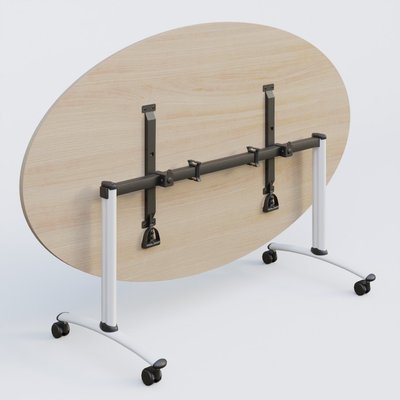 [Pas de famille] - [Pas de sous famille] - Table ovale gamme Arca 200-110 cm. Plateau Acacia et pietement Blanc.