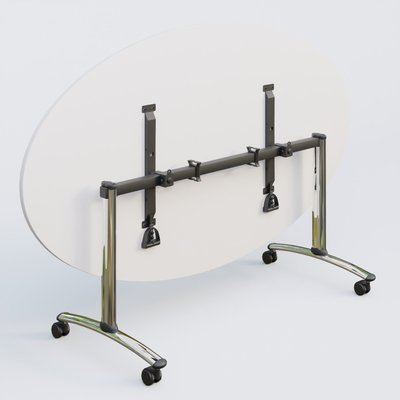 [Pas de famille] - [Pas de sous famille] - Table ovale gamme Arca 200-110 cm. Plateau Blanc et pietement Chrome.