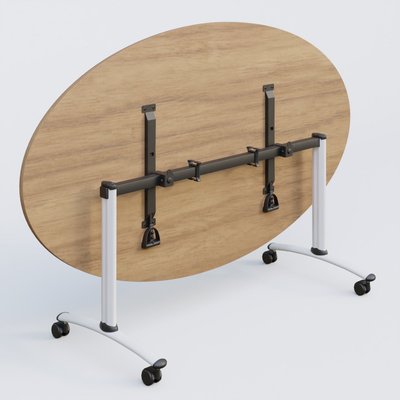 [Pas de famille] - [Pas de sous famille] - Table ovale gamme Arca 200-110 cm. Plateau Noyer et pietement Blanc.