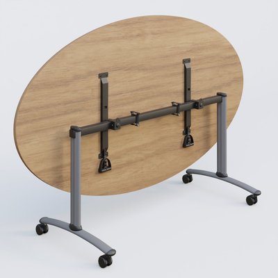 [Pas de famille] - [Pas de sous famille] - Table ovale gamme Arca 200-110 cm. Plateau Noyer et pietement Aluminium.