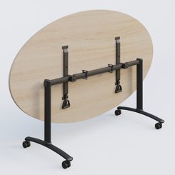 [Pas de famille] - [Pas de sous famille] - Table ovale gamme Arca 200-110 cm. Plateau Acacia et pietement Noir.