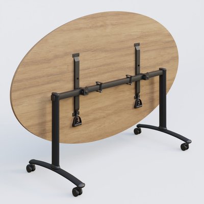 [Pas de famille] - [Pas de sous famille] - Table ovale gamme Arca 200-110 cm. Plateau Noyer et pietement Noir.