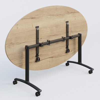 [Pas de famille] - [Pas de sous famille] - Table ovale gamme Arca 200-110 cm. Plateau Chêne naturel et pietement Noir.