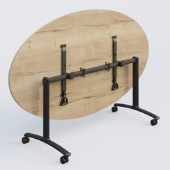 [Pas de famille] - [Pas de sous famille] - Table ovale gamme Arca 200-110 cm. Plateau Chêne naturel et pietement Noir.