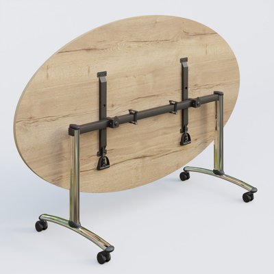 [Pas de famille] - [Pas de sous famille] - Table ovale gamme Arca 200-110 cm. Plateau Chêne naturel et pietement Chrome.