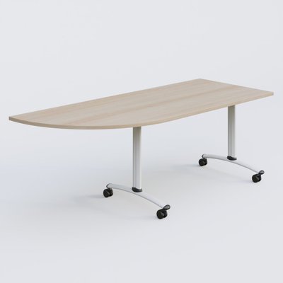 [Pas de famille] - [Pas de sous famille] - Module d'angle 90° Gauche gamme Arca 200-80 cm. Plateau Acacia et pietement Blanc.