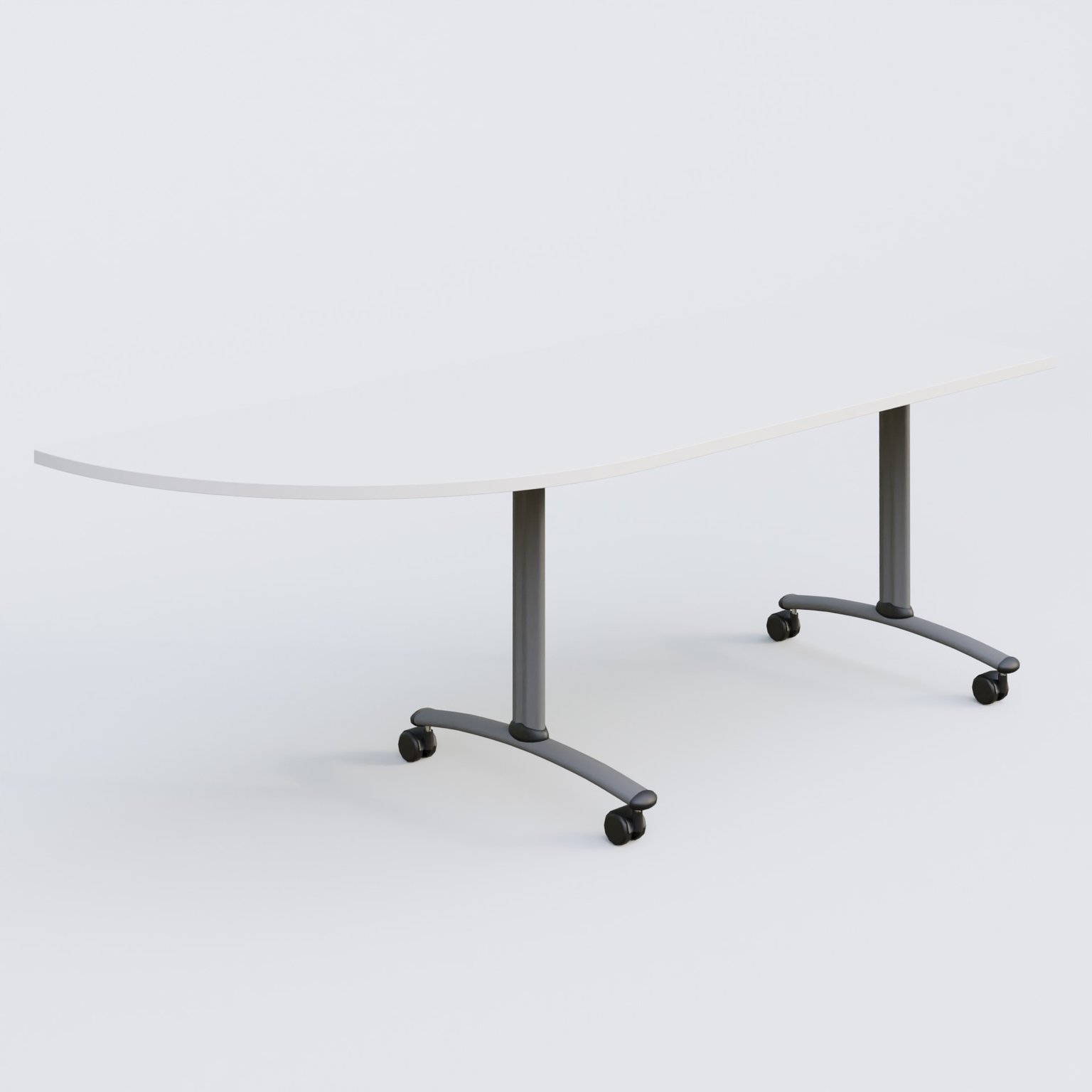 Module d'angle 90° Gauche gamme Arca 200-80 cm. Plateau Blanc et pietement Aluminium.