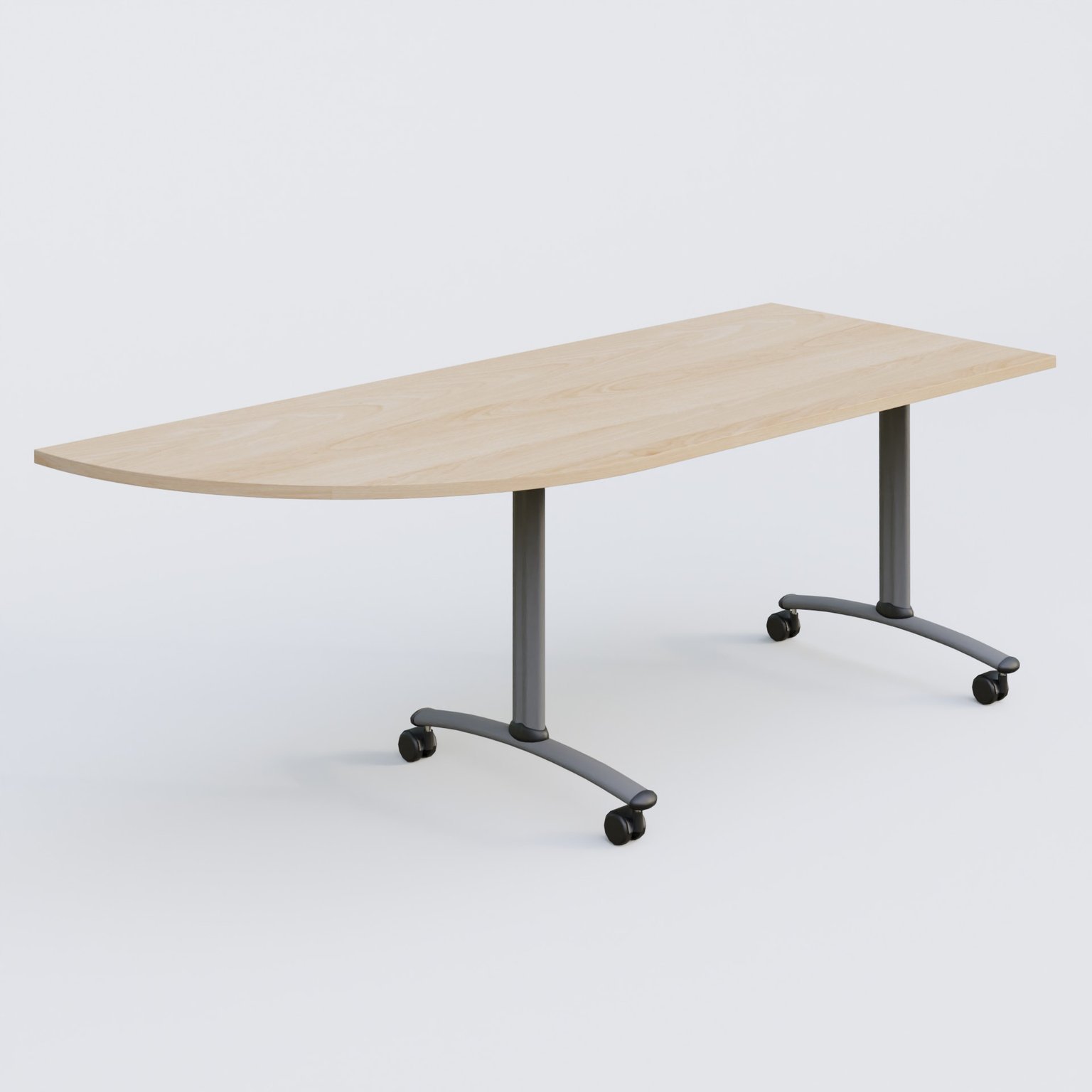 Module d'angle 90° Gauche gamme Arca 200-80 cm. Plateau Hêtre et pietement Aluminium.