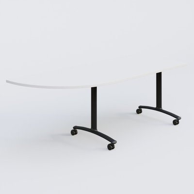 [Pas de famille] - [Pas de sous famille] - Module d'angle 90° Gauche gamme Arca 200-80 cm. Plateau Blanc et pietement Noir.