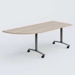 TABLES ABATTANTES - Plateaux 25 mm - Module d'angle 90° Gauche gamme Arca 200-80 cm. Plateau Acacia et pietement Aluminium.