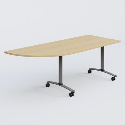 ARCA - TABLES ABATTANTES - Module d'angle 90° Gauche gamme Arca 200-80 cm. Plateau Chêne clair et pietement Aluminium.