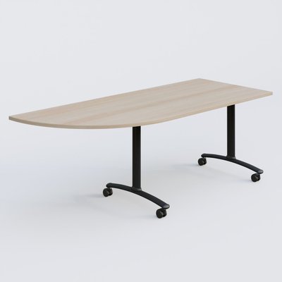 [Pas de famille] - [Pas de sous famille] - Module d'angle 90° Gauche gamme Arca 200-80 cm. Plateau Acacia et pietement Noir.