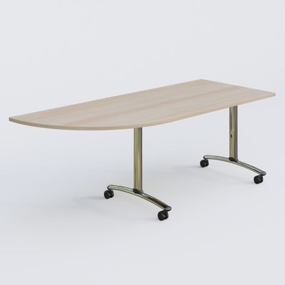 [Pas de famille] - [Pas de sous famille] - Module d'angle 90° Gauche gamme Arca 200-80 cm. Plateau Acacia et pietement Chrome.