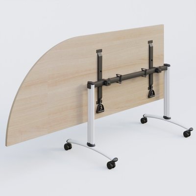 [Pas de famille] - [Pas de sous famille] - Module d'angle 90° Gauche gamme Arca 200-80 cm. Plateau Acacia et pietement Blanc.