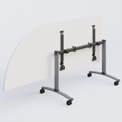 TABLES ABATTANTES - Plateaux 25 mm - Module d'angle 90° Gauche gamme Arca 200-80 cm. Plateau Blanc et pietement Aluminium.