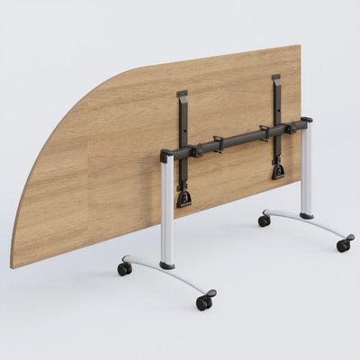 [Pas de famille] - [Pas de sous famille] - Module d'angle 90° Gauche gamme Arca 200-80 cm. Plateau Noyer et pietement Blanc.