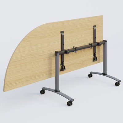 ARCA - TABLES ABATTANTES - Module d'angle 90° Gauche gamme Arca 200-80 cm. Plateau Chêne clair et pietement Aluminium.