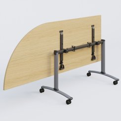 ARCA - TABLES ABATTANTES - Module d'angle 90° Gauche gamme Arca 200-80 cm. Plateau Chêne clair et pietement Aluminium.