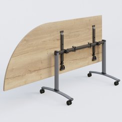 [Pas de famille] - [Pas de sous famille] - Module d'angle 90° Gauche gamme Arca 200-80 cm. Plateau Chêne naturel et pietement Aluminium.