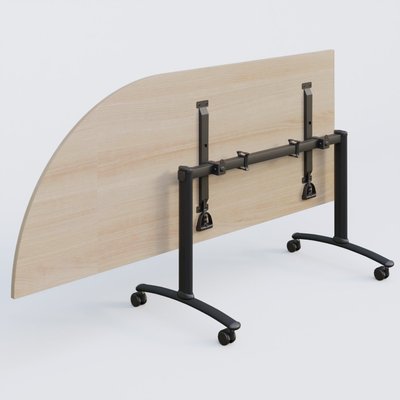 [Pas de famille] - [Pas de sous famille] - Module d'angle 90° Gauche gamme Arca 200-80 cm. Plateau Acacia et pietement Noir.