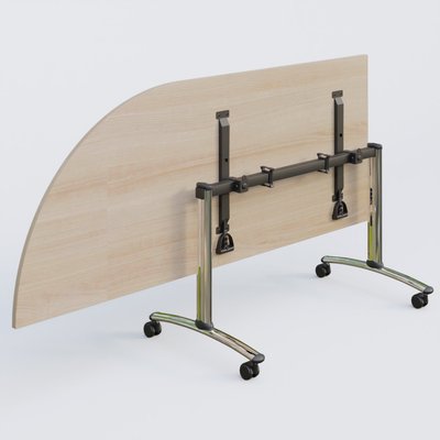 [Pas de famille] - [Pas de sous famille] - Module d'angle 90° Gauche gamme Arca 200-80 cm. Plateau Acacia et pietement Chrome.