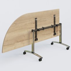 [Pas de famille] - [Pas de sous famille] - Module d'angle 90° Gauche gamme Arca 200-80 cm. Plateau Chêne naturel et pietement Chrome.