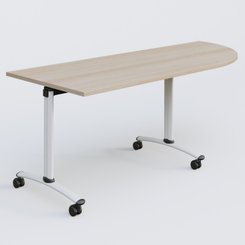 [Pas de famille] - [Pas de sous famille] - Module d'angle 90° Droite gamme Arca 200-80 cm. Plateau Acacia et pietement Blanc.