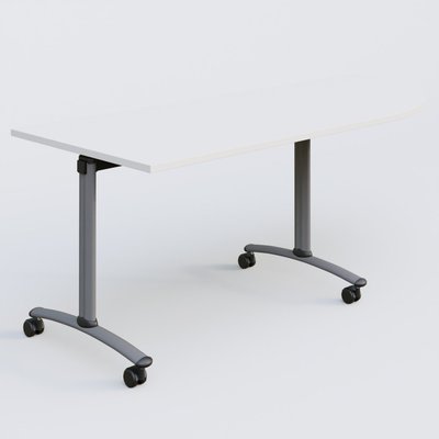 TABLES ABATTANTES - Plateaux 25 mm - Module d'angle 90° Droite gamme Arca 200-80 cm. Plateau Blanc et pietement Aluminium.