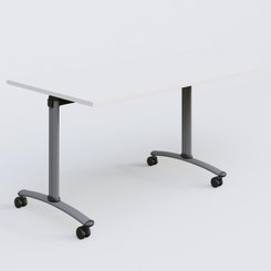 TABLES ABATTANTES - Plateaux 25 mm - Module d'angle 90° Droite gamme Arca 200-80 cm. Plateau Blanc et pietement Aluminium.
