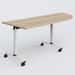 [Pas de famille] - [Pas de sous famille] - Module d'angle 90° Droite gamme Arca 200-80 cm. Plateau Chêne naturel et pietement Blanc.