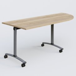 [Pas de famille] - [Pas de sous famille] - Module d'angle 90° Droite gamme Arca 200-80 cm. Plateau Chêne naturel et pietement Aluminium.
