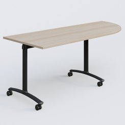 [Pas de famille] - [Pas de sous famille] - Module d'angle 90° Droite gamme Arca 200-80 cm. Plateau Acacia et pietement Noir.