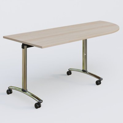 [Pas de famille] - [Pas de sous famille] - Module d'angle 90° Droite gamme Arca 200-80 cm. Plateau Acacia et pietement Chrome.