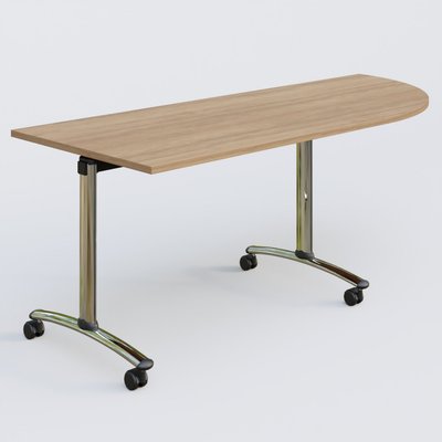[Pas de famille] - [Pas de sous famille] - Module d'angle 90° Droite gamme Arca 200-80 cm. Plateau Noyer et pietement Chrome.