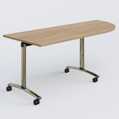 [Pas de famille] - [Pas de sous famille] - Module d'angle 90° Droite gamme Arca 200-80 cm. Plateau Noyer et pietement Chrome.