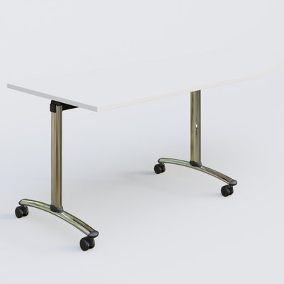 [Pas de famille] - [Pas de sous famille] - Module d'angle 90° Droite gamme Arca 200-80 cm. Plateau Blanc et pietement Chrome.