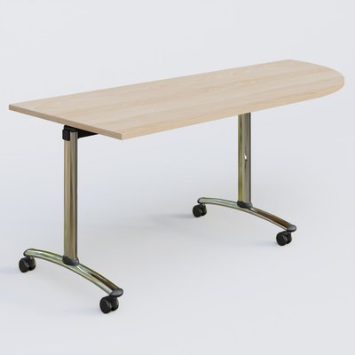 [Pas de famille] - [Pas de sous famille] - Module d'angle 90° Droite gamme Arca 200-80 cm. Plateau Hêtre et pietement Chrome.