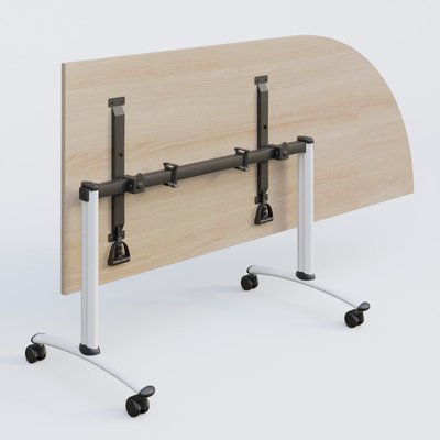 [Pas de famille] - [Pas de sous famille] - Module d'angle 90° Droite gamme Arca 200-80 cm. Plateau Acacia et pietement Blanc.