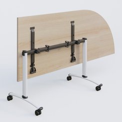 [Pas de famille] - [Pas de sous famille] - Module d'angle 90° Droite gamme Arca 200-80 cm. Plateau Acacia et pietement Blanc.