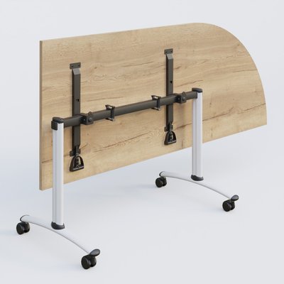 [Pas de famille] - [Pas de sous famille] - Module d'angle 90° Droite gamme Arca 200-80 cm. Plateau Chêne naturel et pietement Blanc.