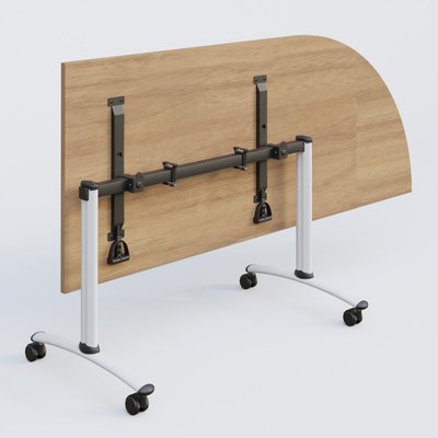 [Pas de famille] - [Pas de sous famille] - Module d'angle 90° Droite gamme Arca 200-80 cm. Plateau Noyer et pietement Blanc.