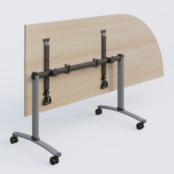 TABLES ABATTANTES - Plateaux 25 mm - Module d'angle 90° Droite gamme Arca 200-80 cm. Plateau Acacia et pietement Aluminium.