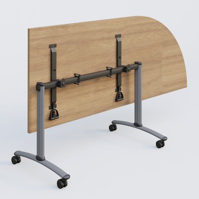 [Pas de famille] - [Pas de sous famille] - Module d'angle 90° Droite gamme Arca 200-80 cm. Plateau Noyer et pietement Aluminium.