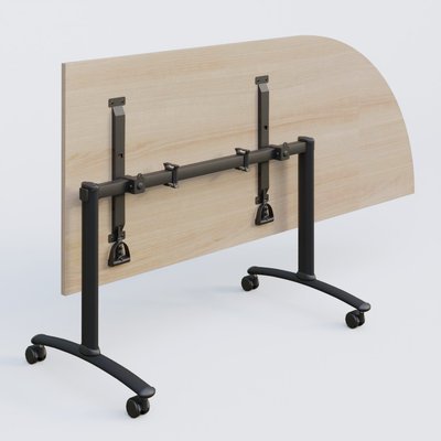 [Pas de famille] - [Pas de sous famille] - Module d'angle 90° Droite gamme Arca 200-80 cm. Plateau Acacia et pietement Noir.