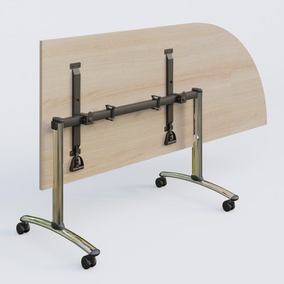 [Pas de famille] - [Pas de sous famille] - Module d'angle 90° Droite gamme Arca 200-80 cm. Plateau Acacia et pietement Chrome.
