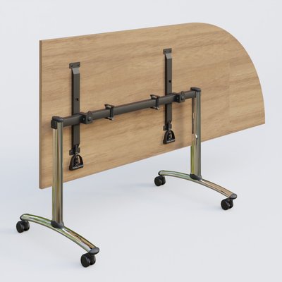 [Pas de famille] - [Pas de sous famille] - Module d'angle 90° Droite gamme Arca 200-80 cm. Plateau Noyer et pietement Chrome.