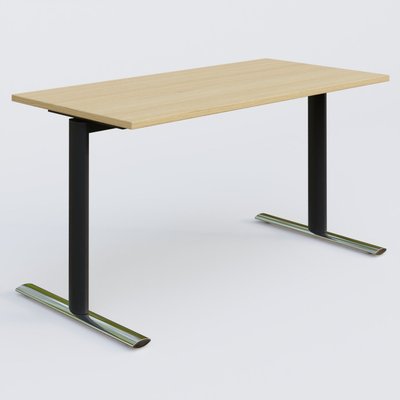 PURE - TABLES ABATTANTES - Module droit gamme Pure 140-70 cm. Plateau Chêne clair et pietement Noir/Chrome.